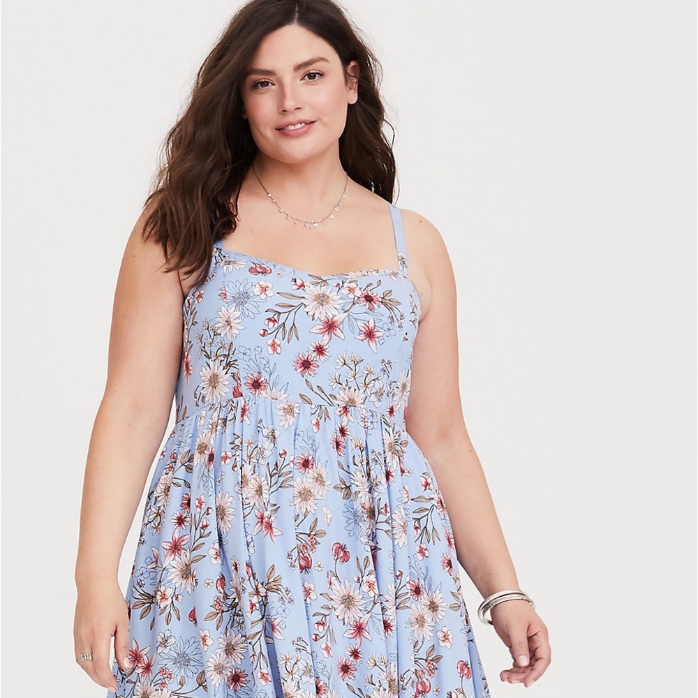 Torrid Light Blue Floral Challis Sundress